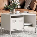 vidaXL Table basse blanc 68 5x50x43 5 cm acier laminé à froid