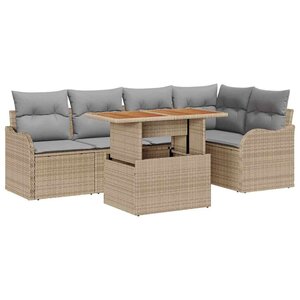 vidaXL Ensemble de canapé de jardin 6 Pièces Beige et Gris clair