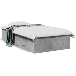 vidaXL Cadre de lit avec tiroirs sans matelas gris béton 90x200 cm