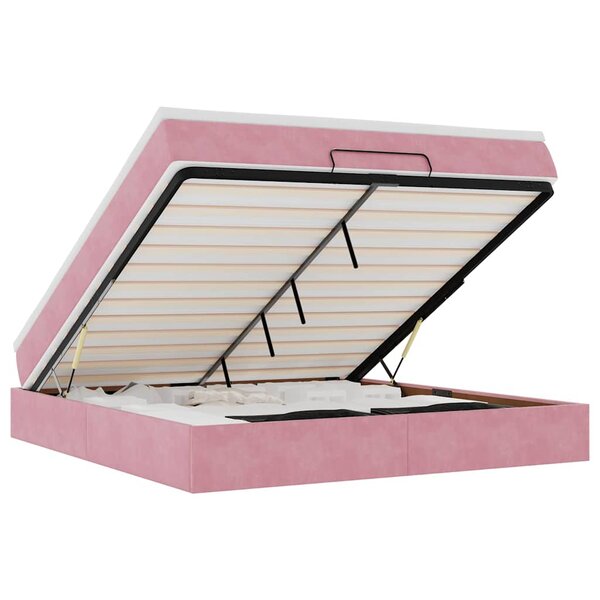 VidaXL Cadre de lit ottoman avec matelas rose 160x200 cm velours