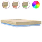 vidaXL Cadre de lit avec LED sans matelas chêne sonoma 135x190 cm