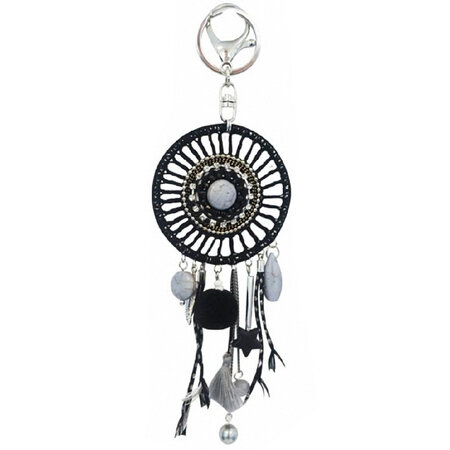 Porte clefs ou bijou de sac noir thème indien