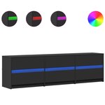 vidaXL Meuble TV avec LED noir 180x34x50 cm bois d'ingénierie