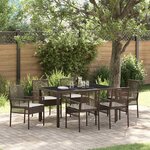 vidaXL Ensemble de salle à manger pour jardin 7 Pièces Marron Poly rotin