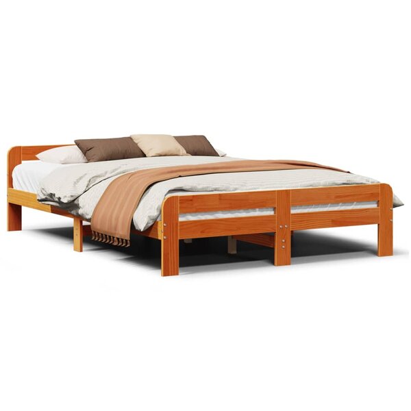 vidaXL Cadre de lit sans matelas cire marron 140x190cm bois pin massif