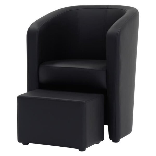 NINO Fauteuil + pouf - Simili Noir