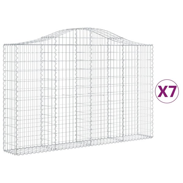 vidaXL Paniers à gabions arqués 7 Pièces 200x30x120/140 cm Fer galvanisé