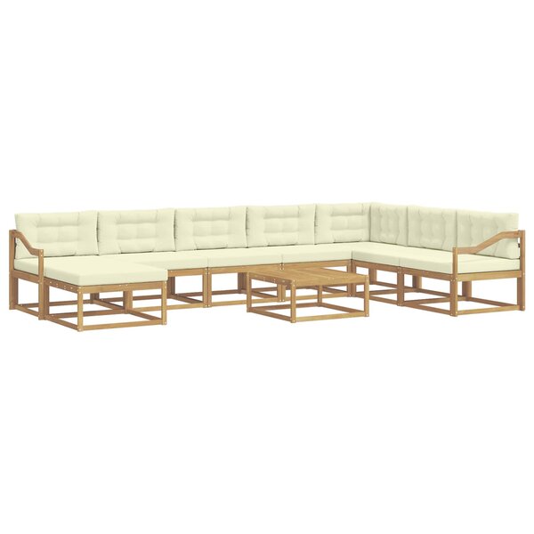 vidaXL Ensemble de canapés d'extérieur 9 pc Blanc et crème