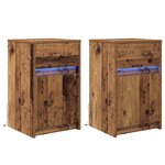 vidaXL Armoire de chevet LED 2 Pièces Bois ancien 38 x 34 x 61 cm