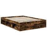 vidaXL Cadre de lit Chêne fumé 135 x 190 cm Bois d'ingénierie