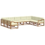 vidaXL Ensemble de canapés d'extérieur 9 pc Naturel et Crème