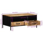 vidaXL Table basse Marron 90 x 50 x 40 cm Bois de manguier massif