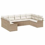 vidaXL Ensemble de canapé de jardin 9 Pièces Beige Poly rotin