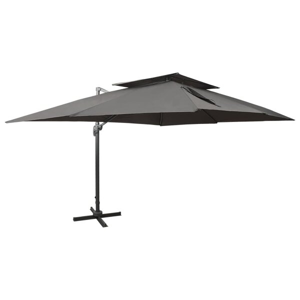vidaXL Parasol de jardin déporté avec double plateau Anthracite 400 x 300 cm