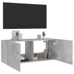 vidaXL Meuble TV mural avec lumières LED gris béton 100x35x41 cm