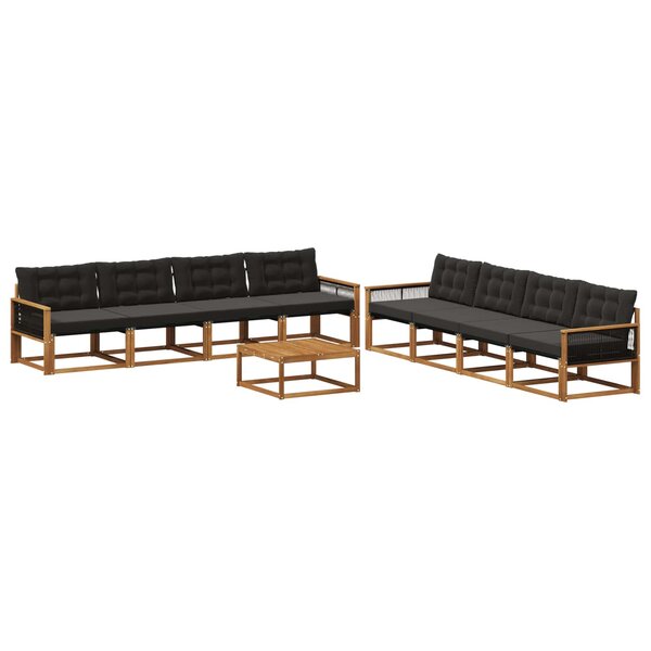 vidaXL Ensemble de canapés d'extérieur 9 Pièces Naturel et noir
