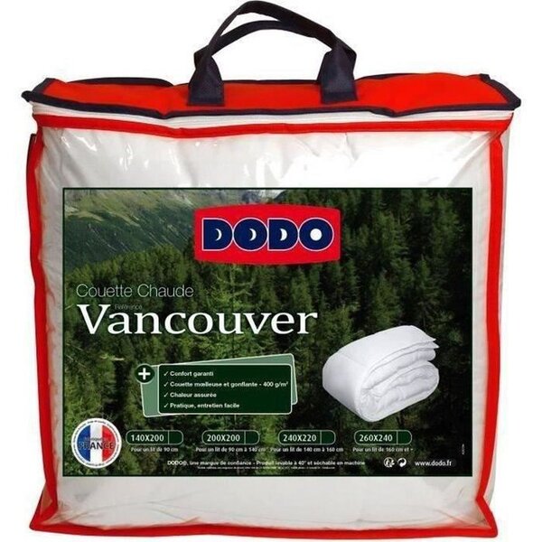 Couette chaude blanche Vancouver 220 x 240 cm - 400 g/ m²