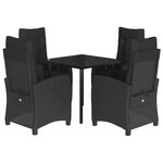 vidaXL Ensemble à manger de jardin coussins 5Pièces Noir Résine tressée