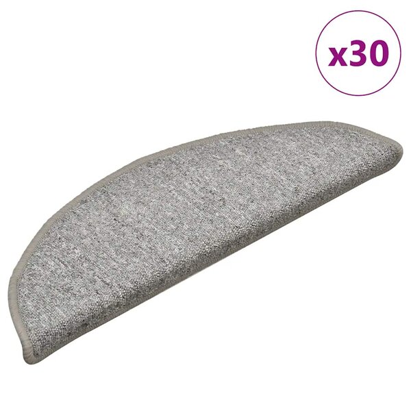 vidaXL Tapis d'escalier 30 pièces 56 x 17 x 3 cm Gris clair Demi-rond