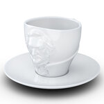 Tasse Richard Wagner avec sous tasse en porcelaine blanche