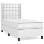 vidaXL Sommier à lattes de lit avec matelas Blanc 90x190 cm Similicuir