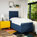 vidaXL Sommier à lattes de lit avec matelas Bleu 90x190 cm Tissu