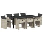 vidaXL Ensemble de salle à manger pour jardin 9 Pièces Gris clair
