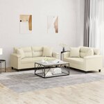 vidaXL Ensemble de canapés 2 Pièces avec coussins crème similicuir