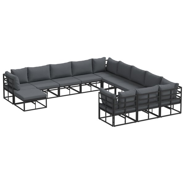 vidaXL Ensemble de canapé de jardin 12 Pièces Noir 71.5 x 71.5 x 71 cm
