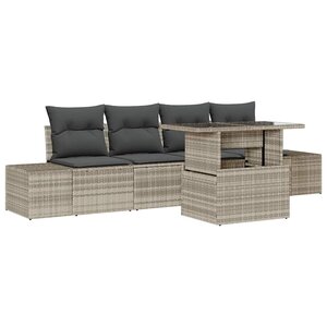 vidaXL Ensemble de canapé de jardin 5 Pièces Gris clair 100 x 55 x 73 cm