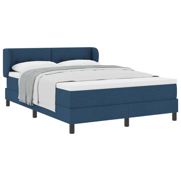 vidaXL Lit à ressorts avec matelas Bleu 140 x 200 cm tissu