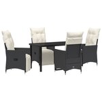 vidaXL Ensemble de salle à manger de jardin 5 pièces avec coussins en rattan poly noir