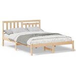 vidaXL Cadre de lit Marron 135 x 190 cm Bois massif en pin