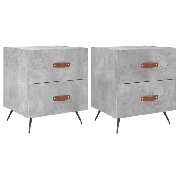 vidaXL Tables de chevet 2Pièces gris béton 40x35x47 5cm bois d’ingénierie