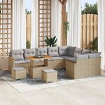 Ensemble de 12 Canapés de Jardin avec Coussins Beige Rattan Poly Acacia