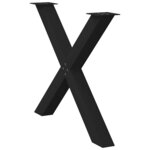vidaXL Pieds de table à manger en forme de X  3 pièces  noir  90 x (72-73) cm  acier