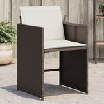 vidaXL Chaises de jardin avec coussins lot de 4 marron résine tressée