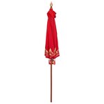 vidaXL Parasol balinais Rouge (210-220) x 260 cm Coton et bois massif