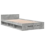 vidaXL Cadre de lit avec tiroir sans matelas gris béton 90x190 cm