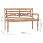 vidaXL Banc Batavia 120 cm Huilé en blanc Bois de teck solide