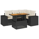 vidaXL Salon de jardin 5 Pièces avec coussins noir résine tressée