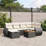 vidaXL Salon de jardin 7 Pièces avec coussins noir résine tressée