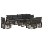 vidaXL Ensemble de canapé de jardin 9 Pièces Gris polyrotin