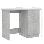 vidaXL Bureau Gris béton 100x50x76 cm Bois d’ingénierie