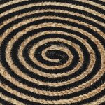 vidaXL Tapis fait à la main Jute avec design de spirale Noir 150 cm