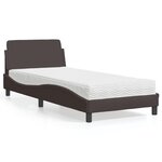 vidaXL Lit avec matelas marron foncé 90x200 cm tissu