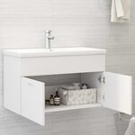 vidaXL Armoire d'évier avec lavabo intégré Blanc Aggloméré