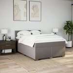 vidaXL Sommier à lattes de lit avec matelas Taupe 140x200 cm Tissu