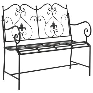vidaXL Banc de jardin Noir 104 x 54 x 93cm Acier