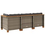 vidaXL Canapé de jardin avec coussins 3 places gris résine tressée